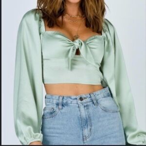 Princess Polly Sage green top